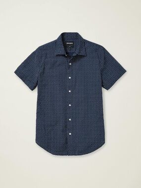 NWOT Bonobos Riviera Short Sleeve Shirt Navy Beckbury Geo Large